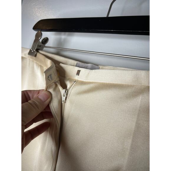 H&M Women's Satin Flat Front Straight Leg Dress Pants Beige ~ Size 14 - Picture 4 of 8